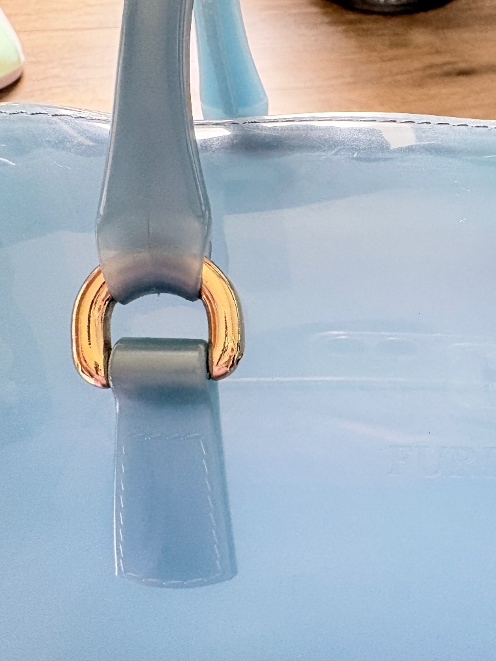 Furla Candy Bag Ice Blue PVC Jelly Satchel Boston Top Handle Purse Italy - Picture 5 of 8